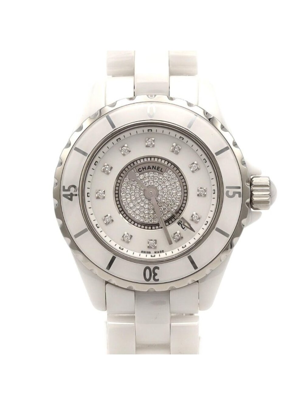 Chanel 33 Ceramic 12P Center Pave Quartz Watch